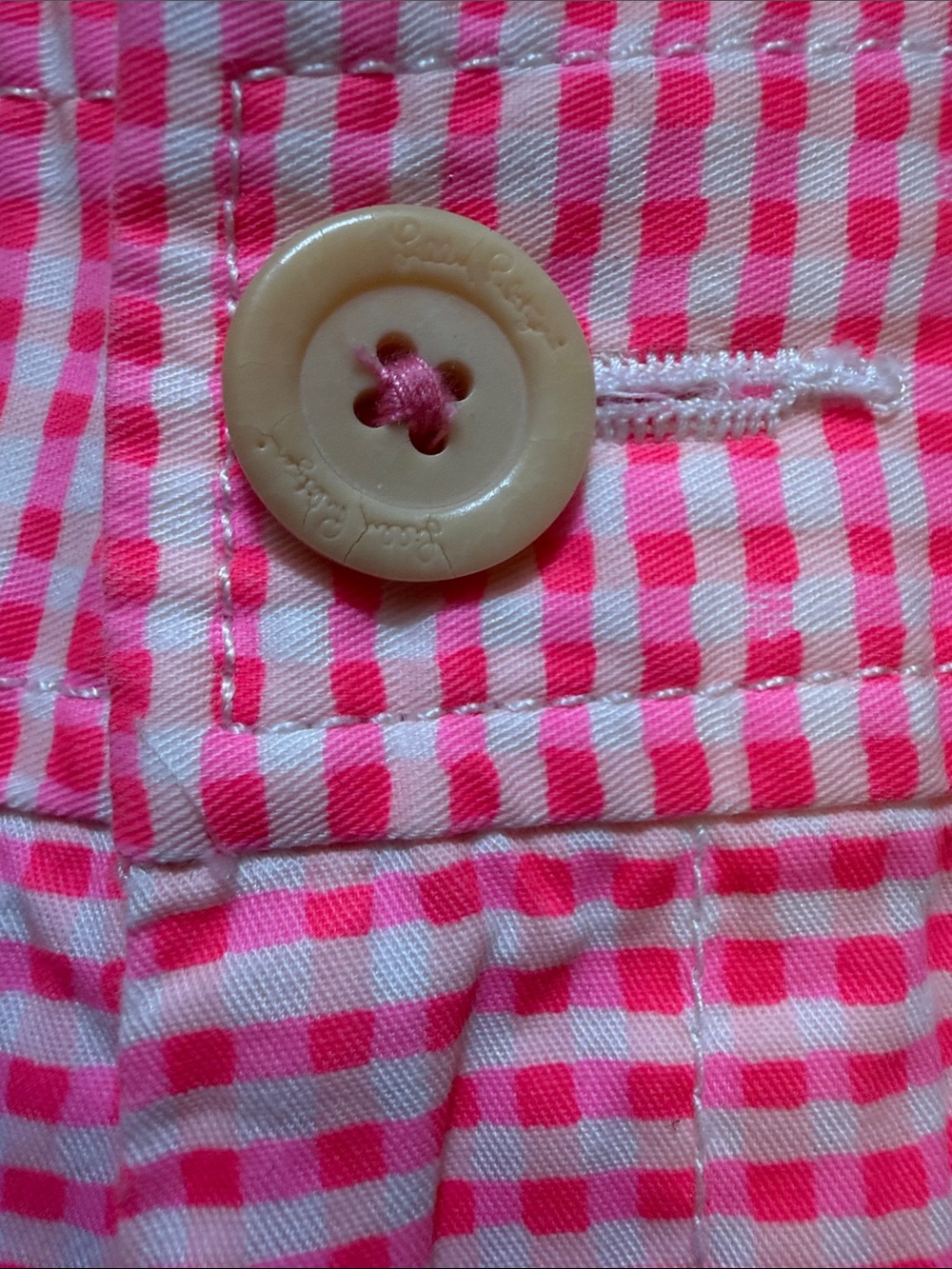 Vibrant Coral Gingham Scallop Hem Women’s Shorts - Picture 4 of 8